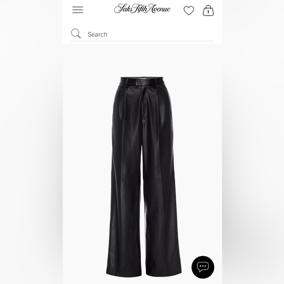 NWT black leather trouser wide leg, Saks Fifth Ave - Picture 3 of 6